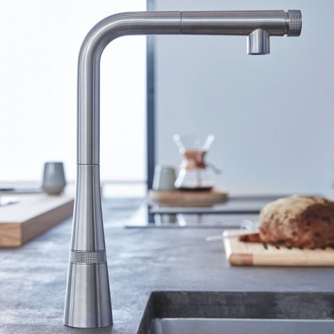 Grohe Zedra Baterie chiuveta bucatarie cu dus extractibil si buton SmartControl, crom [1]