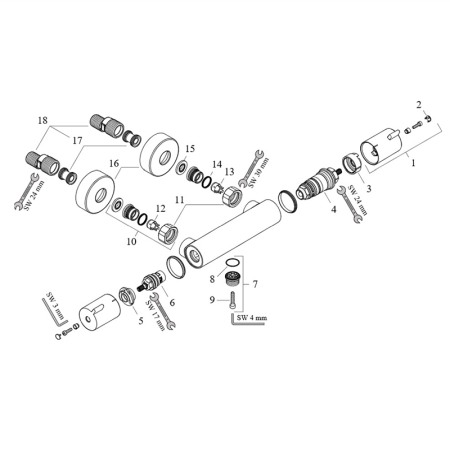 Hansgrohe, Ecostat 1001 CL, baterie dus termostata, crom [3]