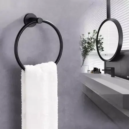 Accesorii baie - Inel portprosop rotund Rea Mist 05 finisaj negru mat