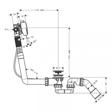 Instalație completă pentru cadă, Hansgrohe, Exafill S, crom [1]