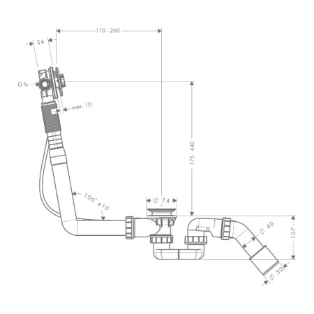 Instalatie de cada, Hansgrohe, Exafill S, 52 cm, fara ornament [1]