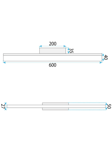 Aplica de perete LED 60cm Toolight APP1855-1W negru mat 600x75x50mm [8]