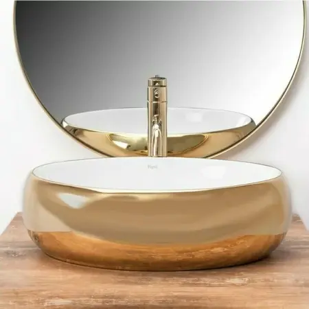Lavoar alb/auriu pe blat Rea Linda Gold White 48,3 cm [2]