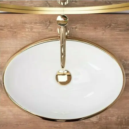 Lavoar alb/auriu pe blat Rea Linda Gold White 48,3 cm [4]