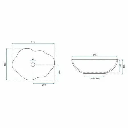 Lavoar alb/auriu pe blat Rea Pearl Gold Edge 51,5 cm [4]
