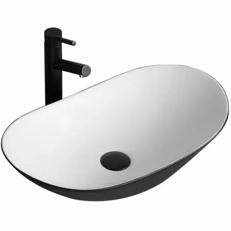 Obiecte Sanitare - Lavoar alb/negru pe blat Royal 63 cm