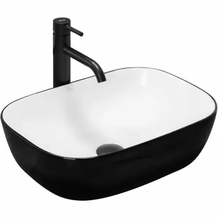 Obiecte Sanitare - Lavoar alb/negru Rea Belinda Black Edge 47 cm