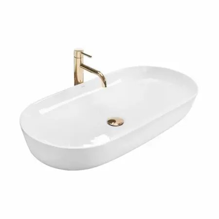 Obiecte Sanitare - Lavoar alb pe blat Rea Cleo Biala 81 cm