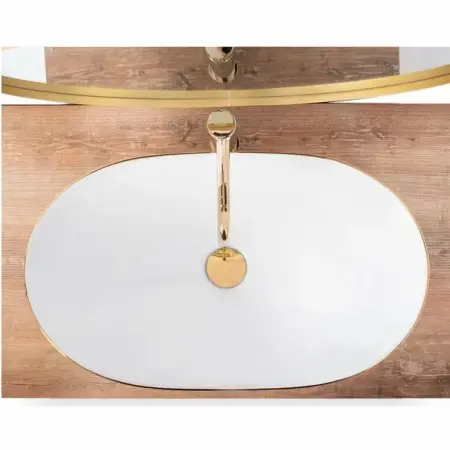 Lavoar alb pe blat Rea Royal Gold Edge 62,5 cm [4]