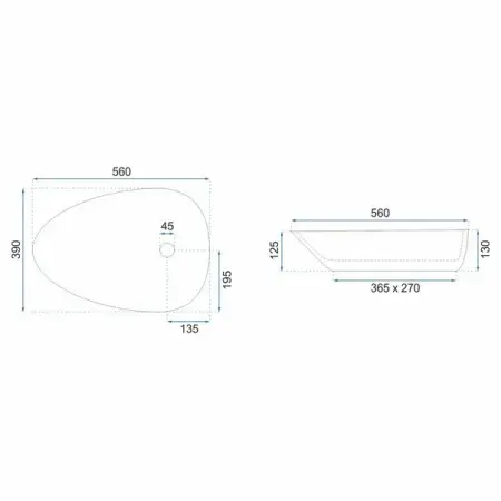 Lavoar asimetric pe blat Rea Greta 56 cm [5]