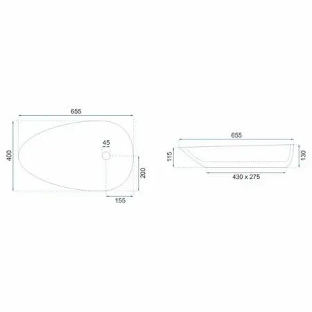 Lavoar asimetric pe blat Rea Greta 65,5 cm [2]
