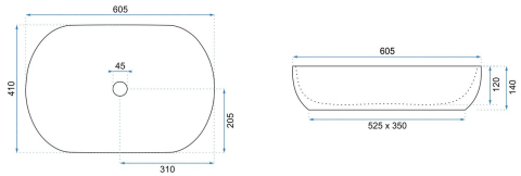 Lavoar ceramic pentru blat CLEO 61 Cupru periat / Negru mat [5]