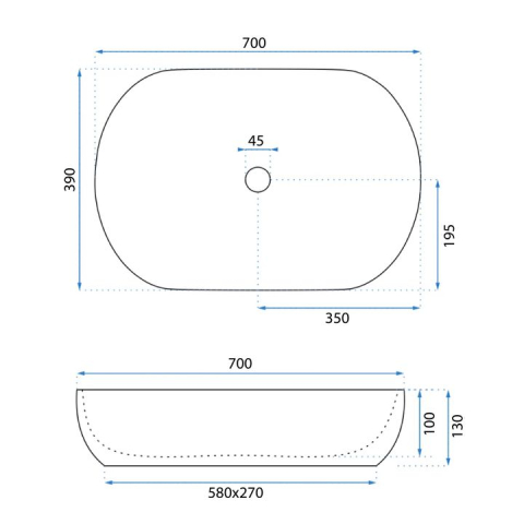 Lavoar ceramic pentru blat CLEO 71 alb - REA [4]