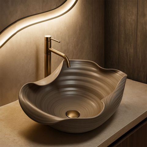 Obiecte Sanitare - Lavoar ceramic pentru blat REA HM-66TB Handmade ART