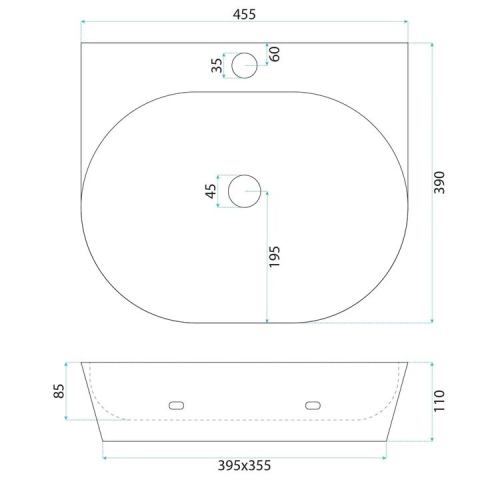 Lavoar ceramic pentru blat REA Kim 46 [5]