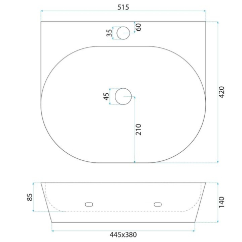 Lavoar ceramic pentru blat REA Kim 52 [5]