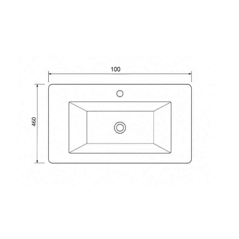 Lavoar compozit Fluminia PISA-100, cu colțuri rotunjite, 100 x 46 cm, alb mat [2]
