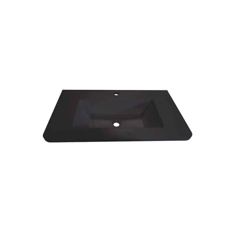 Obiecte Sanitare - Lavoar compozit Fluminia PISA-80, cu colțuri rotunjite, 80 x 46 cm, negru mat
