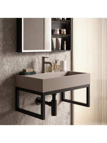 Lavoar compozit Rea Goya Taupe mat 500x370mm dreptunghiular cu cadru negru [6]