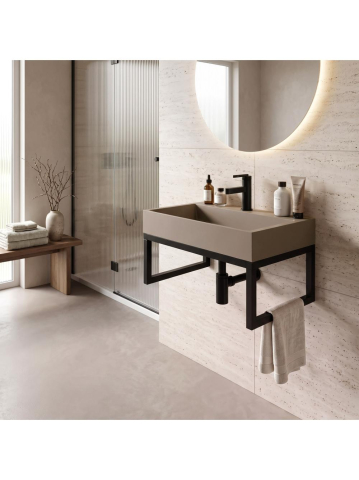 Lavoar compozit Rea Goya Taupe mat 500x370mm dreptunghiular cu cadru negru [4]