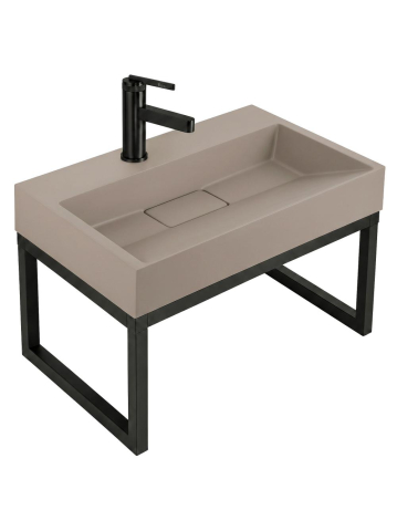 Lavoar compozit Rea Goya Taupe mat 600mm dreptunghiular cu cadru negru [1]