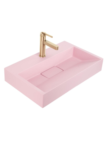 Lavoar pe blat Rea Goya Pink 60cm roz mat conglomerat cu cadru negru [7]