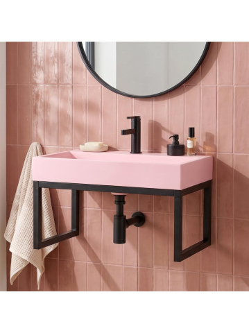 Lavoar pe blat Rea Goya Pink 60cm roz mat conglomerat cu cadru negru [6]