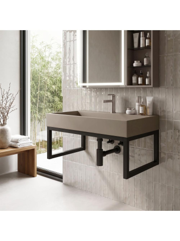 Lavoar compozit Rea Goya Taupe mat 70cm dreptunghiular cu cadru negru [3]