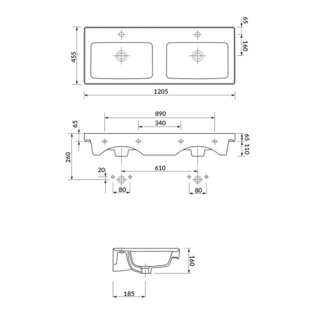 Lavoar dublu pentru mobilier, Cersanit, Crea, 120 cm, alb [1]