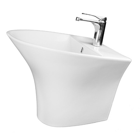 Lavoare pe perete - Lavoar Fluminia, Cassio 56, semirotund, 56.5 x 49.5 cm, alb