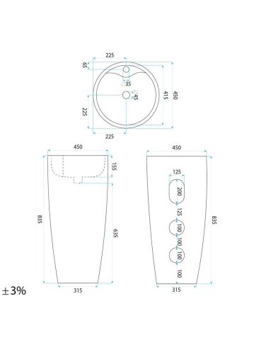 Lavoar freestanding de sine stătător Rea Anya Savana Matt [8]