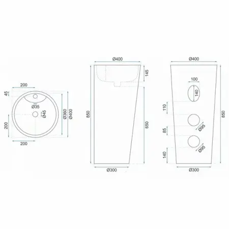 Lavoar freestanding negru Rea Blanka [4]