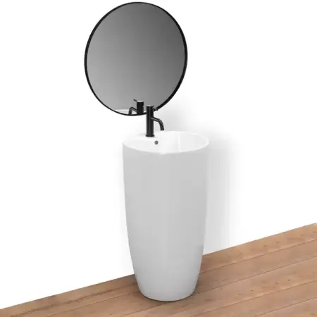Lavoare stative - Lavoar freestanding Rea Anya rotund finisaj alb lucios 45 cm