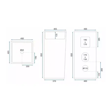 Lavoar freestanding Rea Holly dreptunghiular finisaj alb lucios 40 cm [6]