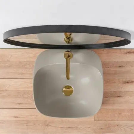 Obiecte Sanitare - Lavoar gri mat pe blat Rea Luiza 42 cm