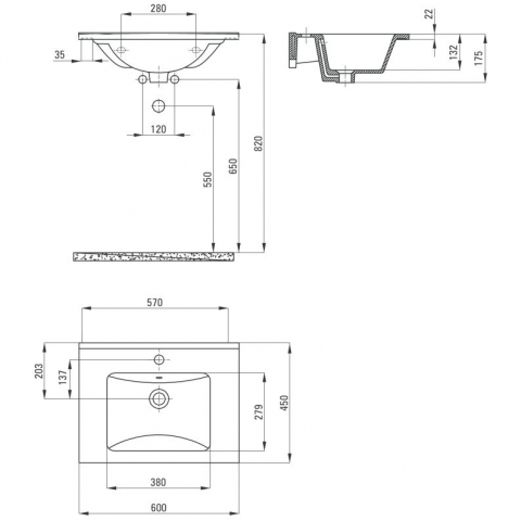 Lavoar incastrat Deante Floks alb 45x60cm [3]