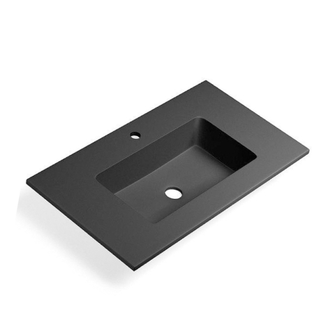 Obiecte Sanitare - Lavoar încastrat Fluminia, din compozit, 100 cm, negru mat
