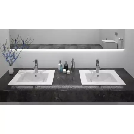 Lavoar incastrat Rea Dafne dreptunghiular finisaj alb lucios 62 cm [2]