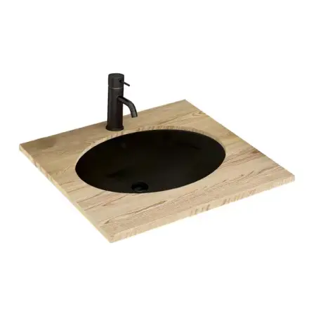 Obiecte Sanitare - Lavoar incastrat Rea Nel oval finisaj negru lucios 48 cm