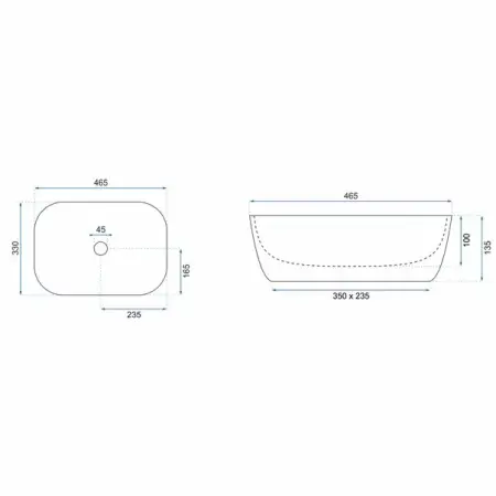 Lavoar negru/alb pe blat Rea Marbel 47 cm [5]