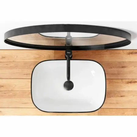 Lavoar negru/alb pe blat Rea Marbel 47 cm [3]