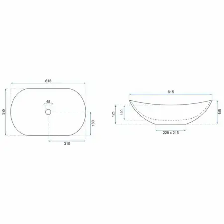 Lavoar negru lucios pe blat Rea Royal 61,5 cm [5]