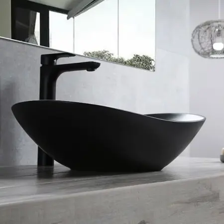 Lavoar negru mat pe blat Rea Royal 62 cm [1]