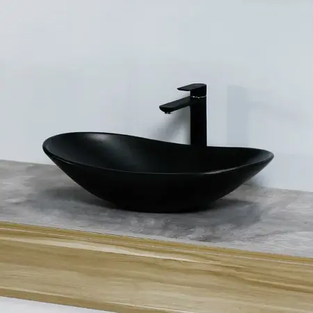 Lavoar negru mat pe blat Rea Royal 62 cm [2]