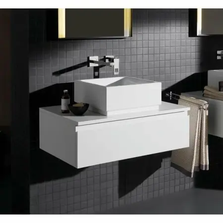 Lavoare pe blat - Lavoar patrat pe blat Grohe Cube Ceramic cu PureGuard 40x40