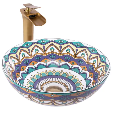 Obiecte Sanitare - Lavoar pe blat Aztec Multicolor cu model, Rea