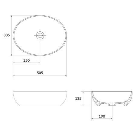 Lavoar pe blat, Cersanit, Larga, oval, 50 cm, antracit mat [1]
