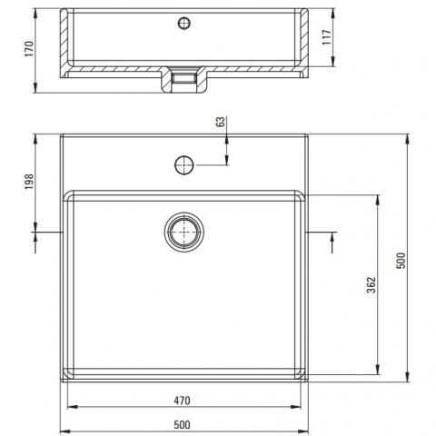 Lavoar pe blat Deante Temisto alb 50x50cm [4]