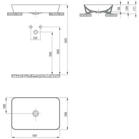 Lavoar pe blat Deante Tess alb 40x60cm [4]