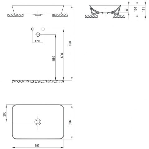 Lavoar pe blat Deante Tess negru-mat 40x60cm [4]